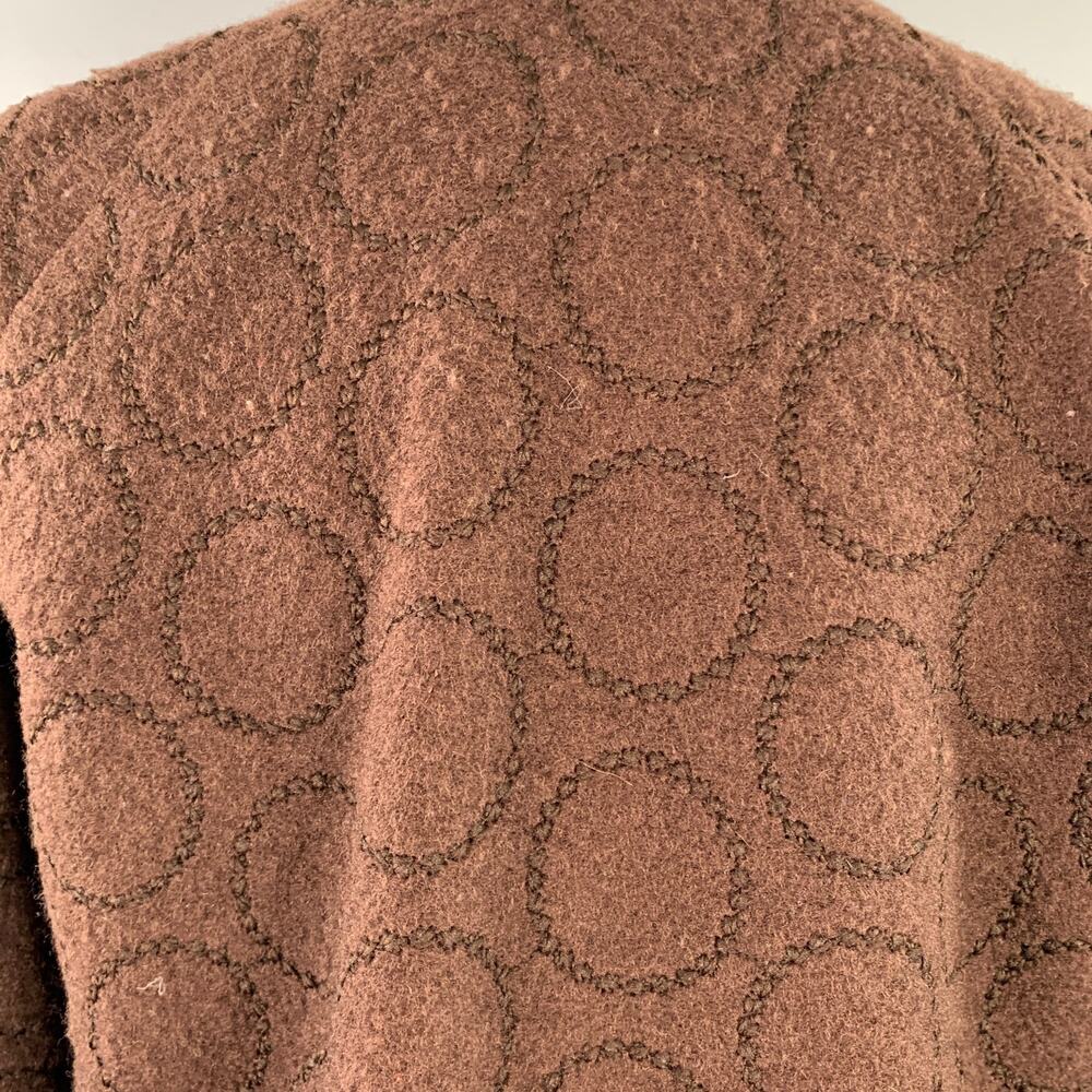 LIZ LOGIE Size 6 Brown Wool Blend Embroidered Circles Raglan Jacket - Picture 6 of 11